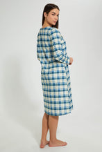 تنزيل الصورة على معرض الصور، Redtag-White/Blue-Flannel-Yarn-Dyed-Nightgown-Nightgowns-Women's-0
