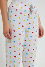 تنزيل الصورة على معرض الصور، Redtag-Grey-Melange-Heart-Printed-Pyjama-Bottom-Pyjama-Bottoms-Women&#39;s-
