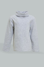 Load image into Gallery viewer, Redtag-Mid-Grey-High-Neck-Tshirt-Long-Sleeves-Infant-Boys-3 to 24 Months
