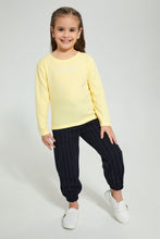 Load image into Gallery viewer, Redtag-Black-Crinkled-Elasticated-Waist-Band-Trouser-Trousers-Girls-2 to 8 Years
