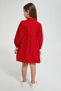 Redtag-Red-Polka-Dot-Dress-Dresses-Girls-2 to 8 Years