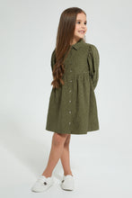 تنزيل الصورة على معرض الصور، Redtag-Olive-Polka-Dot-Dress-Dresses-Girls-2 to 8 Years
