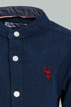 تنزيل الصورة على معرض الصور، Redtag-Navy-Shear-Sucker-Long-Sleeve-Shirt-Casual-Shirts-Infant-Boys-3 to 24 Months
