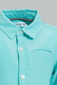 Redtag-Green-Oxford-Shirt-Casual-Shirts-Infant-Boys-3 to 24 Months