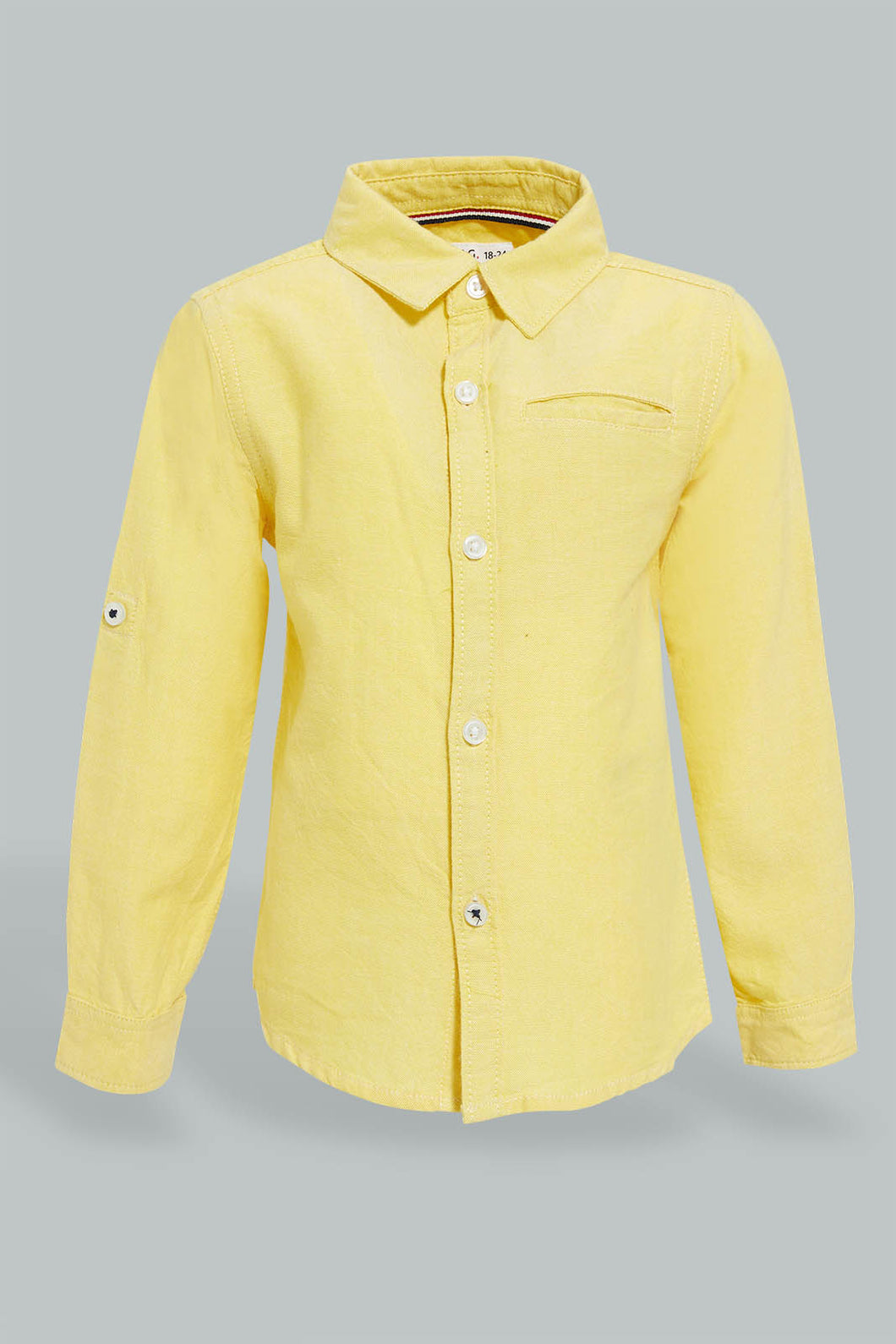 Redtag-Yelllow-Oxford-Shirt-Casual-Shirts-Infant-Boys-3 to 24 Months