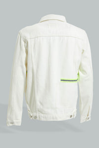 Redtag-White-Denim-Jacket-With-Reflective-Tape-Colour:White,-Filter:Men's-Clothing,-Men-Jackets,-New-In,-New-In-Men,-Non-Sale,-Section:Men,-W21B-Men's-