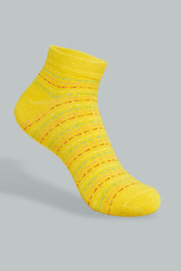Redtag-Yellow/Grey/Navy-Yarn-Dyed-Stripe-Ankle-Socks-(3-Pack)-Ankle-Length-Women's-