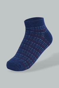 Redtag-Yellow/Grey/Navy-Yarn-Dyed-Stripe-Ankle-Socks-(3-Pack)-Ankle-Length-Women's-