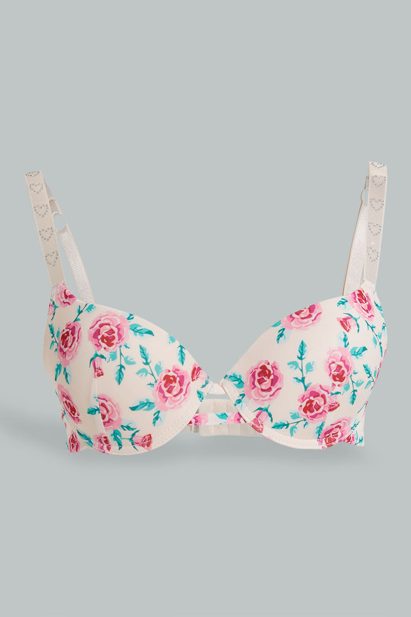 Redtag-Ivory-Floral-Printed-T-Shirt-Bra-T-Shirt-Bras-Women's-