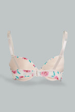 Load image into Gallery viewer, Redtag-Ivory-Floral-Printed-T-Shirt-Bra-T-Shirt-Bras-Women&#39;s-
