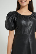 تنزيل الصورة على معرض الصور، Redtag-Black-Pu-Dress-Dresses-Senior-Girls-9 to 14 Years
