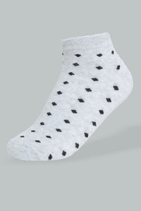 Redtag-Grey/White/Pink-Yarn-Dyed-Polka-Ankle-Socks-(3-Pack)-365,-Colour:Assorted,-Filter:Women's-Clothing,-New-In,-New-In-Women,-Non-Sale,-Section:Women,-Women-Socks-Women's-