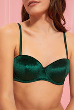 Load image into Gallery viewer, Redtag-Dark-Green-Plain-Velvet-Balconette-Bra-Colour:Olive,-Deals:20%OFF,-Filter:Women&#39;s-Clothing,-New-In,-New-In-Women,-Non-Sale,-Section:Women,-TBL,-W21B,-Women-Bras-Women&#39;s-
