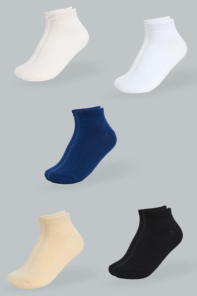 Redtag-Assorted-Plain-Ankle-Socks-(5-Pack)-365,-Colour:Assorted,-Filter:Women's-Clothing,-New-In,-New-In-Women,-Non-Sale,-Section:Women,-Women-Socks-Women's-