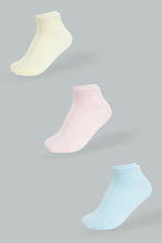 Load image into Gallery viewer, Redtag-Pink/Blue/Yellow-Plain-Ankle-Socks-(3-Pack)-365,-Colour:Assorted,-Filter:Women&#39;s-Clothing,-New-In,-New-In-Women,-Non-Sale,-Section:Women,-Women-Socks-Women&#39;s-
