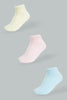 Redtag-Pink/Blue/Yellow-Plain-Ankle-Socks-(3-Pack)-365,-Colour:Assorted,-Filter:Women's-Clothing,-New-In,-New-In-Women,-Non-Sale,-Section:Women,-Women-Socks-Women's-