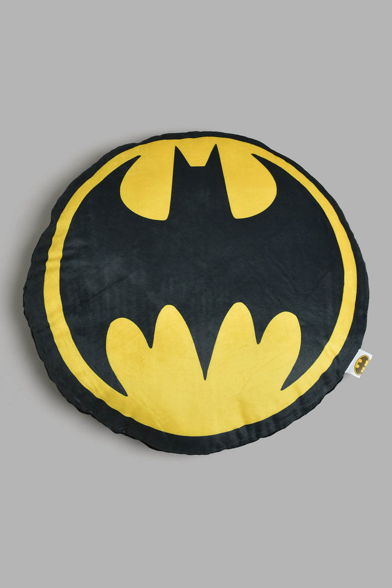 Redtag-Black/Yellow-Batman-Logo-Shaped-Cushion-Colour:Black,-Filter:Home-Bedroom,-HMW-BED-Cushions,-New-In,-New-In-HMW-BED,-Non-Sale,-Section:Homewares,-W21B-Home-Bedroom-