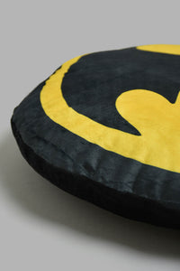 Redtag-Black/Yellow-Batman-Logo-Shaped-Cushion-Colour:Black,-Filter:Home-Bedroom,-HMW-BED-Cushions,-New-In,-New-In-HMW-BED,-Non-Sale,-Section:Homewares,-W21B-Home-Bedroom-