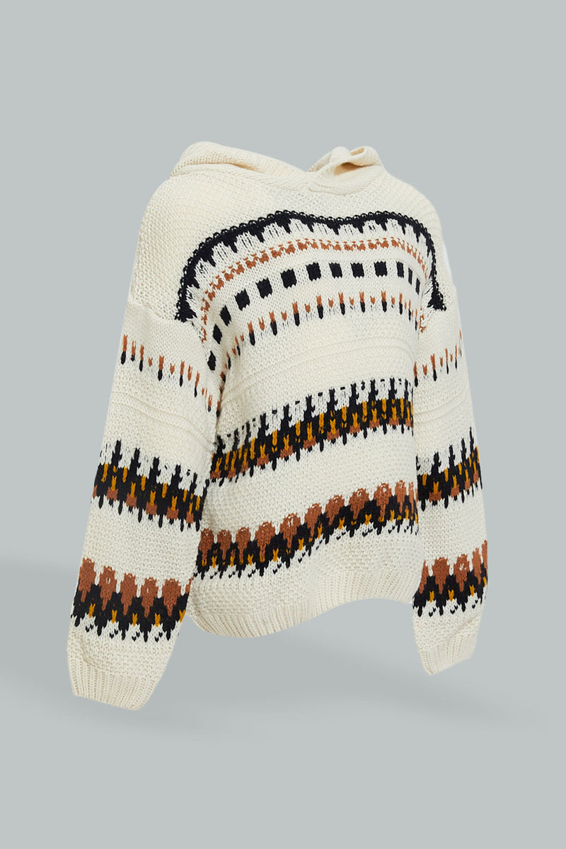 White Texured Pullover