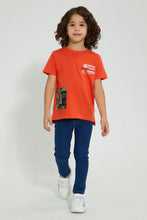Load image into Gallery viewer, Redtag-Red-T-Shirt-With-Printed-Zipper-Graphic-Prints-Boys-2 to 8 Years
