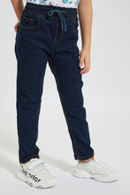 Load image into Gallery viewer, Navy Elasticated Waist Jean
