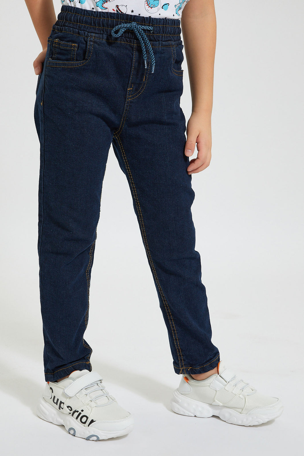 Navy Elasticated Waist Jean