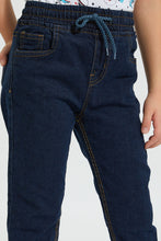 Load image into Gallery viewer, Navy Elasticated Waist Jean
