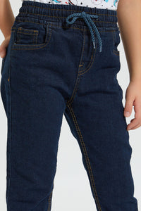 Navy Elasticated Waist Jean