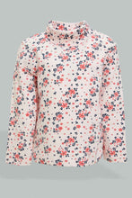 Load image into Gallery viewer, Redtag-Pink-Floral-High-Neck-T-Shirt-Long-Sleeves-Infant-Girls-3 to 24 Months
