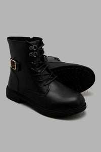 Redtag-Black-Chukka-Boots-With-Buckle-Belt-Trim-Character,-Colour:Black,-Filter:Girls-Footwear-(5-to-14-Yrs),-GSR-Boots,-New-In,-New-In-GSR-FOO,-Non-Sale,-W21B--