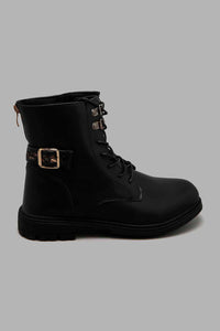 Redtag-Black-Chukka-Boots-With-Buckle-Belt-Trim-Character,-Colour:Black,-Filter:Girls-Footwear-(5-to-14-Yrs),-GSR-Boots,-New-In,-New-In-GSR-FOO,-Non-Sale,-W21B--