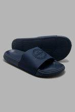 Load image into Gallery viewer, Redtag-Navy-Embossed-Slide-Sliders-Men&#39;s-
