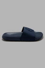 Load image into Gallery viewer, Redtag-Navy-Embossed-Slide-Sliders-Men&#39;s-
