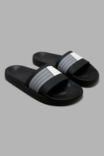 Load image into Gallery viewer, Redtag-Black-Striped-Slide-Character,-Colour:Black,-Filter:Men&#39;s-Footwear,-Men-Flip-Flops,-New-In,-New-In-Men-FOO,-Non-Sale,-W21B-Men&#39;s-0
