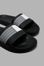 Load image into Gallery viewer, Redtag-Black-Striped-Slide-Character,-Colour:Black,-Filter:Men&#39;s-Footwear,-Men-Flip-Flops,-New-In,-New-In-Men-FOO,-Non-Sale,-W21B-Men&#39;s-0
