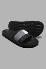 Load image into Gallery viewer, Redtag-Black-Striped-Slide-Character,-Colour:Black,-Filter:Men&#39;s-Footwear,-Men-Flip-Flops,-New-In,-New-In-Men-FOO,-Non-Sale,-W21B-Men&#39;s-0
