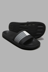 Redtag-Black-Striped-Slide-Character,-Colour:Black,-Filter:Men's-Footwear,-Men-Flip-Flops,-New-In,-New-In-Men-FOO,-Non-Sale,-W21B-Men's-0