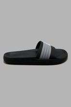 Load image into Gallery viewer, Redtag-Black-Striped-Slide-Character,-Colour:Black,-Filter:Men&#39;s-Footwear,-Men-Flip-Flops,-New-In,-New-In-Men-FOO,-Non-Sale,-W21B-Men&#39;s-0
