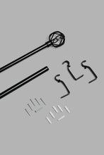 Load image into Gallery viewer, Redtag-Black-Powder-Coated-Finish-Extendable-Single-Curtain-Rod-With-Round-Finial-Curtain-Rods-Home-Bedroom-

