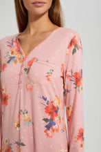 تنزيل الصورة على معرض الصور، Redtag-Floral-Printed-Placket-Nightshirt-Nightshirts-Women's-
