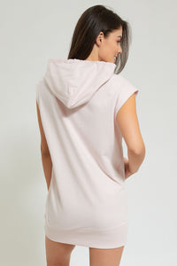 Pink Oversized Sleeveless Hoodie