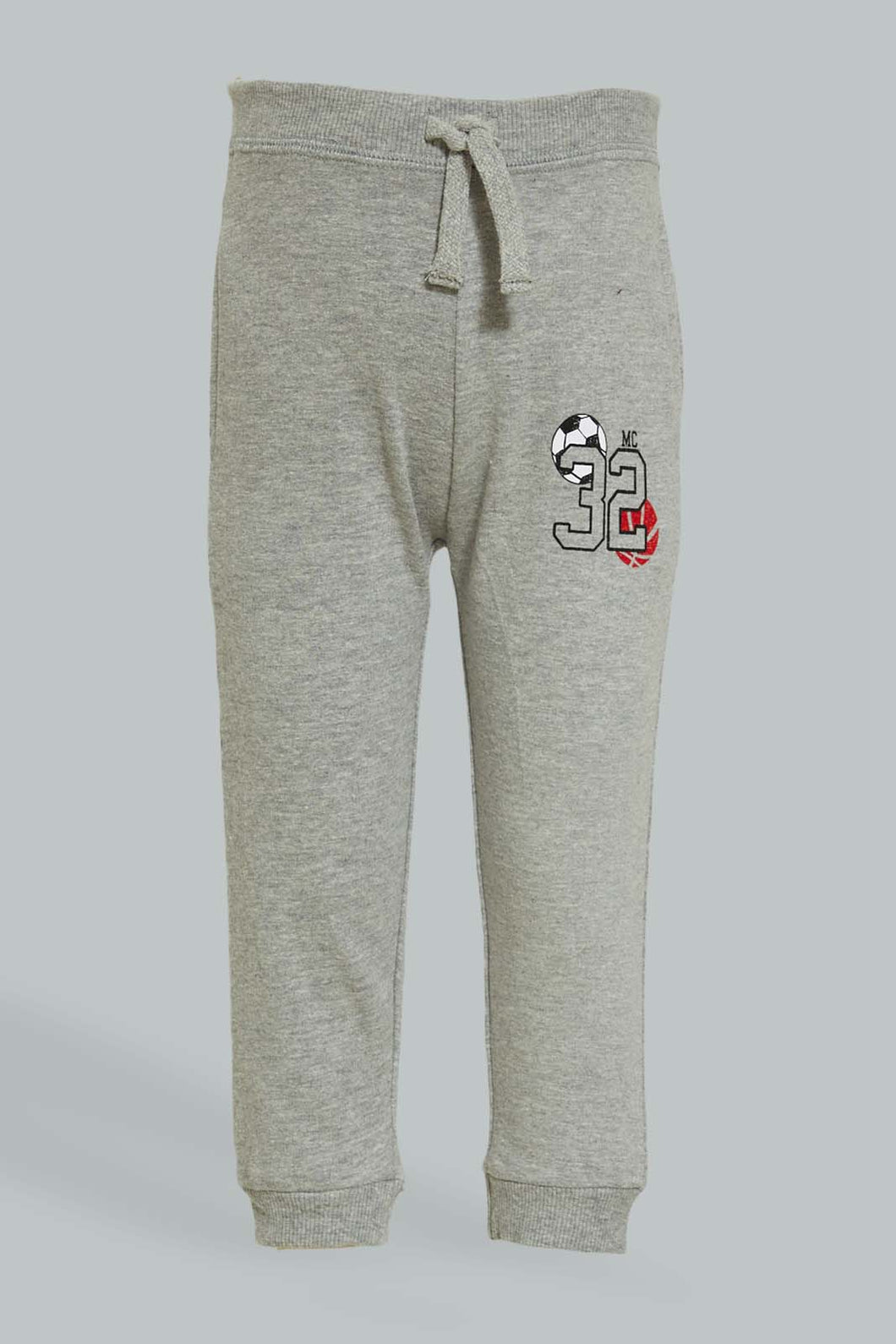 Redtag-Grey-Football-Actve-Pant-Joggers-Infant-Boys-3 to 24 Months