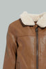 Redtag-Brown-Sherpa-Lining-And-Collar-Pu-Jacket-Jackets-Infant-Boys-3 to 24 Months