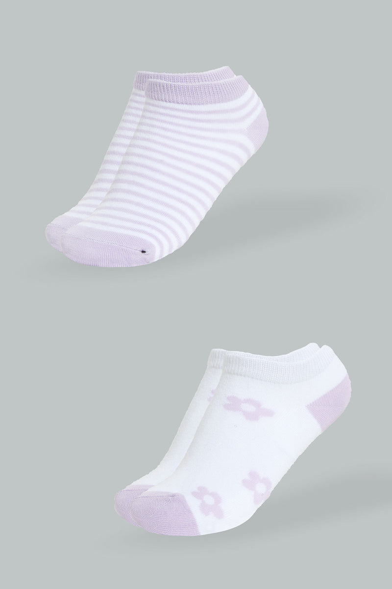 Redtag-White/Purple-Ankle-Socks-2Pcs-Pack-365,-Colour:Assorted,-Filter:Senior-Girls-(9-to-14-Yrs),-GSR-Socks,-New-In,-New-In-GSR,-Non-Sale,-Section:Kidswear-Senior-Girls-