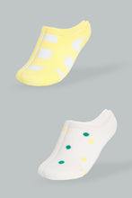 Load image into Gallery viewer, Redtag-White/Mustard-Invisible-Socks-2Pcs-Pack-365,-Colour:Assorted,-Filter:Senior-Girls-(9-to-14-Yrs),-GSR-Socks,-New-In,-New-In-GSR,-Non-Sale,-Section:Kidswear-Senior-Girls-
