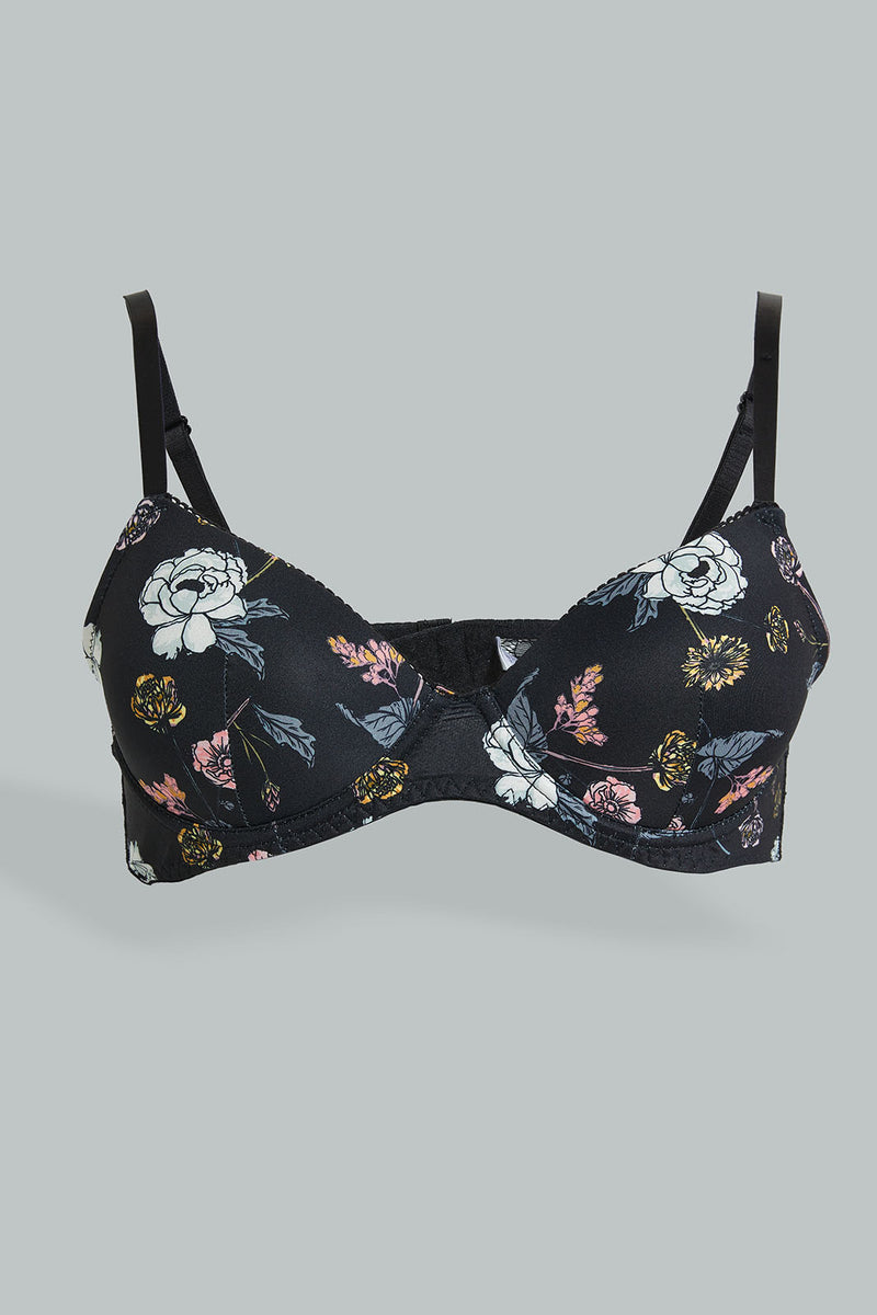 Redtag-Floral-Printed-T-Shirt-Bra-Colour:Assorted,-Filter:Women's-Clothing,-New-In,-New-In-Women,-Non-Sale,-Section:Women,-W21B,-Women-Bras-Women's-