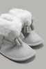 Redtag-Grey-Bow-Trim-Pram-Booties-Character,-Colour:Pale-Grey,-Filter:Baby-Footwear-(0-to-18-Mths),-NBF-Boots,-New-In,-New-In-NBF-FOO,-Non-Sale,-W21B-Baby-0 to 18 Months