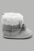 Redtag-Grey-Bow-Trim-Pram-Booties-Character,-Colour:Pale-Grey,-Filter:Baby-Footwear-(0-to-18-Mths),-NBF-Boots,-New-In,-New-In-NBF-FOO,-Non-Sale,-W21B-Baby-0 to 18 Months