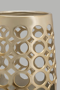 Redtag-Champagne-Gold-Lace-Pattern-Cylinder-Vase-Colour:Gold,-Filter:Home-Decor,-HMW-HOM-Vase,-HOM-HOME-SPUN-2,-New-In,-New-In-HMW-HOM,-Non-Sale,-Section:Homewares,-W21A-Home-Decor-