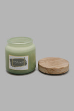 Load image into Gallery viewer, Redtag-Green-Honeysuckle-Glass-Jar-Candle-with-Wooden-lid-Candles-Home-Decor-
